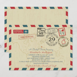 Italien World Traveller Airmail   Brautparty Einladung