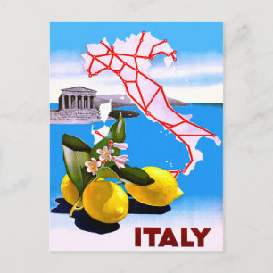 Italien Zitrone Römischer Tempel Blumen Postkarte