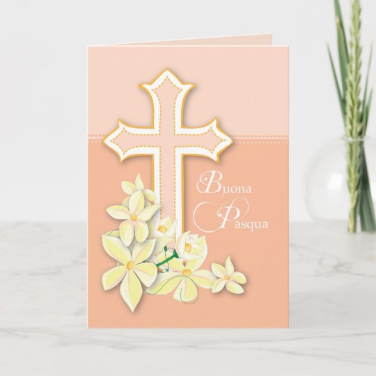 Italiener Ostern Karte Blumen U Kreuz Buona Feiertagskarte Zazzle At