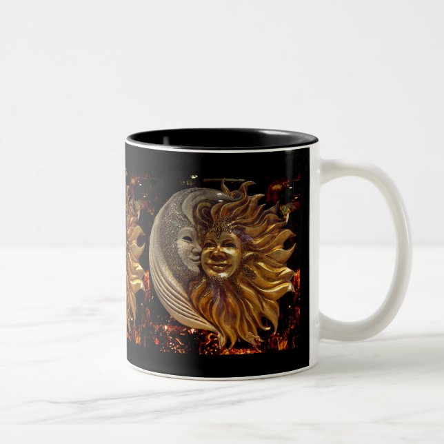 Italiener Sun u. Mond Carnaval Masken Zweifarbige Tasse (Rechts)