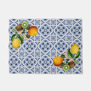 Italienisch Amalfi Blau-Fliesen Zitronen Fußmatte