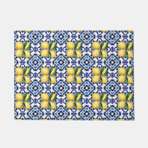 Italienisch Amalfi Blau-Fliesen Zitronen Fußmatte