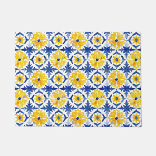 Italienisch-Amalfi-blaue, gelbe Fliesen Fußmatte