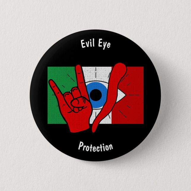 Italienisch American Evil Eye il Malocchio Maloik  Button (Vorderseite)