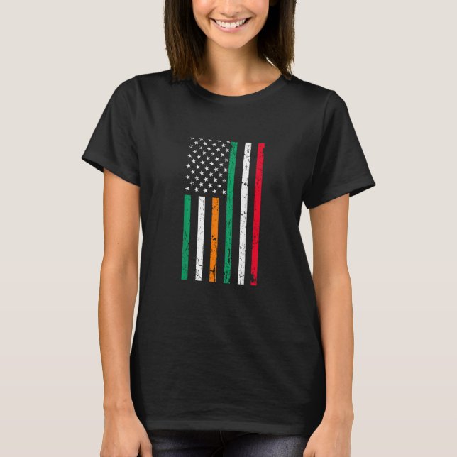 Italienisch-amerikanische Flagge Irland Italien ST T-Shirt (Vorderseite)