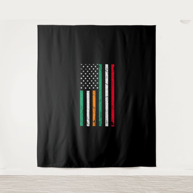 Italienisch-amerikanische Flagge Irland Italien ST Wandteppich (Vorderseite)