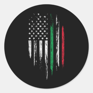 Italienisch-amerikanische Flaggen-Kombination Ital Runder Aufkleber