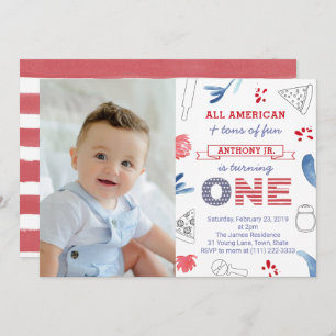 Italienisch-amerikanische Pizza 1. Geburtstag Part Einladung