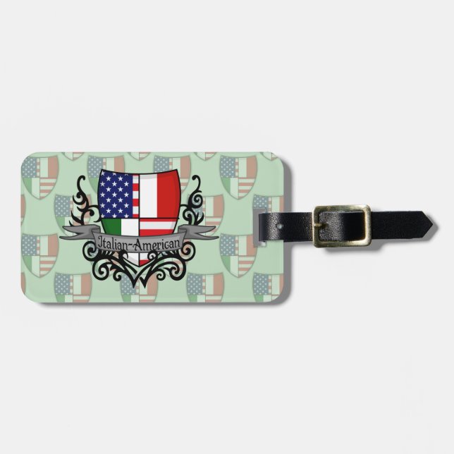 Italienisch-Amerikanische Schild-Flagge Gepäckanhänger (Vorderseite horizontal)