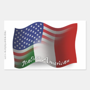 Italienisch-amerikanische Waving Flag Rechteckiger Aufkleber
