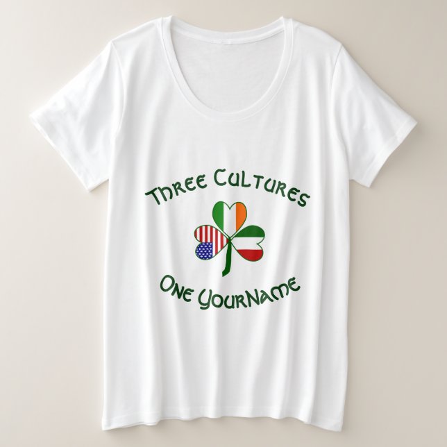 Italienisch-amerikanisches Kleeblatt-Flag Personal Große Größe T-Shirt (Design vorne)