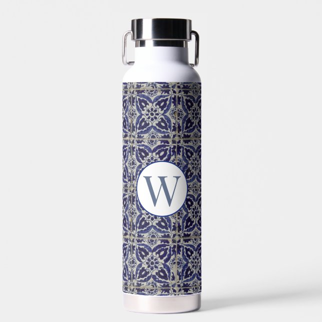 Italienisch Azulejo Mit Monogramm Trinkflasche (Vorne)