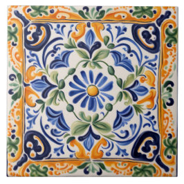 Italienisch Blau und Gelb Blume Fliese