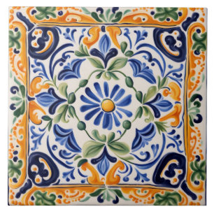 Italienisch Blau und Gelb Blume Fliese