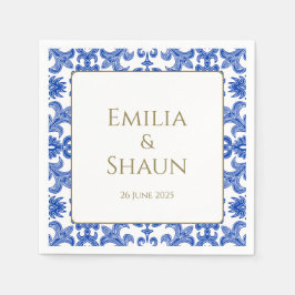 Italienisch Blau und Weiß Hochzeit Napkins Serviette