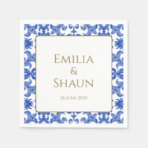 Italienisch Blau und Weiß Hochzeit Napkins Serviette