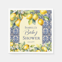 Italienisch-blaue Fliesen Wasserfarben Zitrone Bab