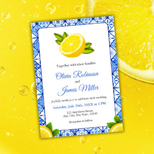 Italienisch-blaue Tile - Lemon Wedding Einladung