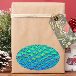 Italienisch Blue Mermaid Motif Art Print Ovaler Aufkleber