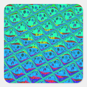 Italienisch Blue Mermaid Motif Art Print Quadratischer Aufkleber