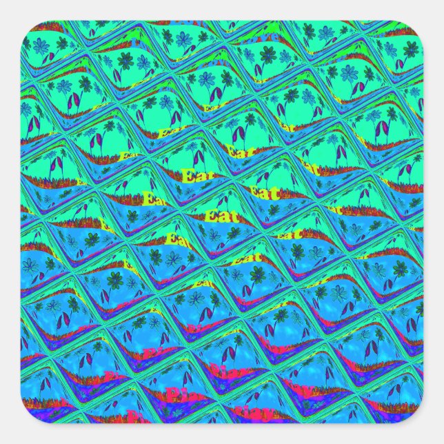 Italienisch Blue Mermaid Motif Art Print Quadratischer Aufkleber (Vorderseite)