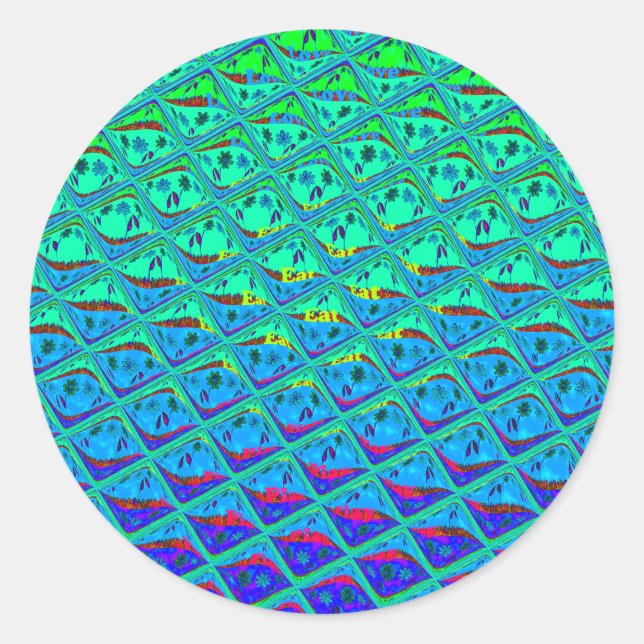 Italienisch Blue Mermaid Motif Art Print Runder Aufkleber (Vorderseite)