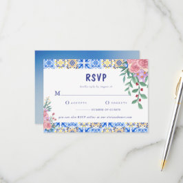 Italienisch Blue Tile Floral Mamma Mia RSVP Karte