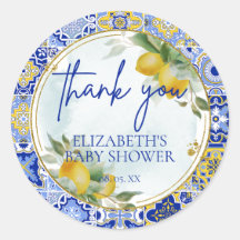 Italienisch Blue Tile Lemons Citrus Script Vielen