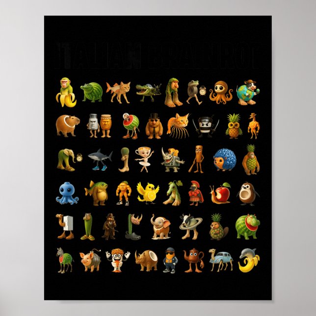 Italienisch Brainrot Gen-z Meme Funny Brain Rot Ch Poster (Vorne)