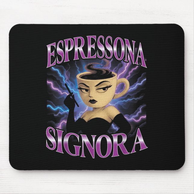 Italienisch Brainrot Meme Espressona Signora F Mousepad (Vorne)