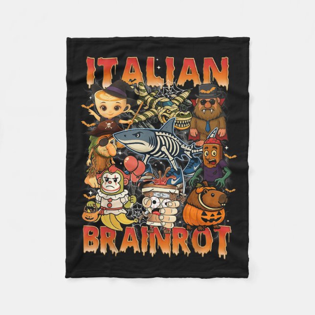 Italienisch Brainrot Meme Italian Brainrot Hallowe Fleecedecke (Vorderseite)