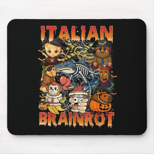 Italienisch Brainrot Meme Italian Brainrot Hallowe Mousepad (Vorne)
