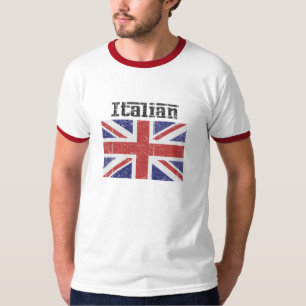 Italienisch Britische Flagge Lustiges Herren T-Shi T-Shirt
