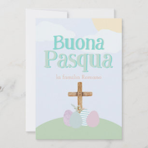Italienisch Buona Pasqua Pastel Ostereier und Kreu Feiertagskarte