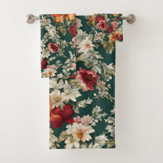 Italienisch Exquisite, delikate Blume mit Grün Badhandtuch Set