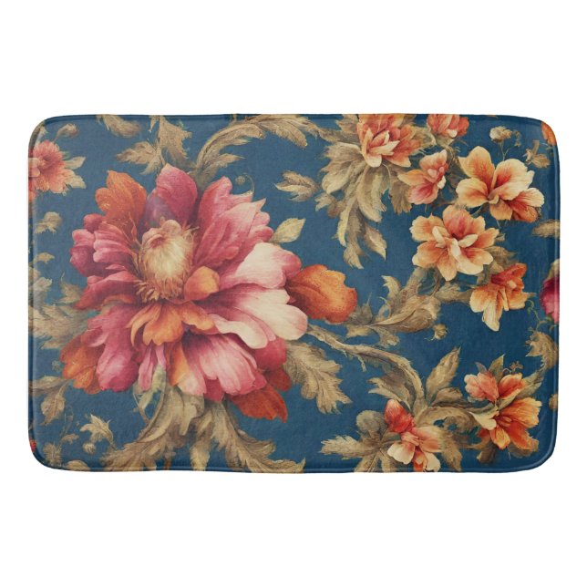 Italienisch Exquisite Vintag Grande Blume Badematte (Vorderseite)