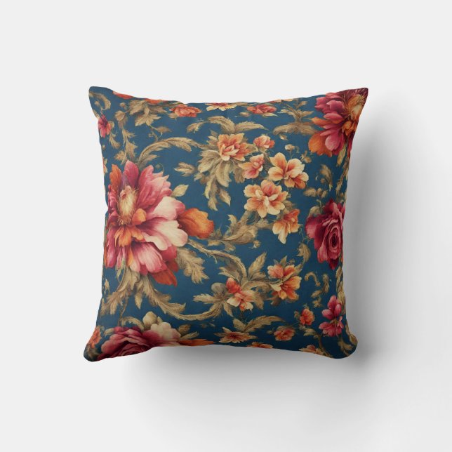 Italienisch Exquisite Vintag Grande Blume Kissen (Rückseite)