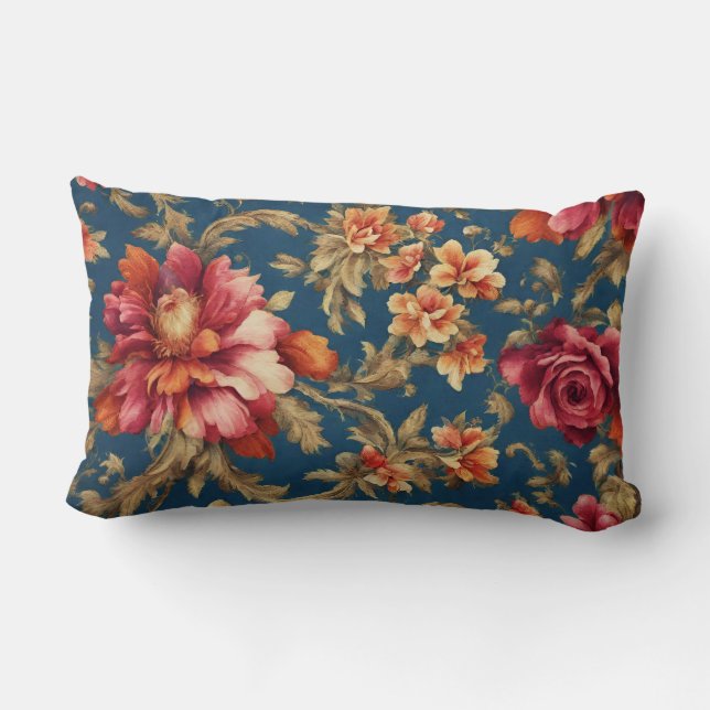 Italienisch Exquisite Vintag Grande Blume Lendenkissen (Rückseite)