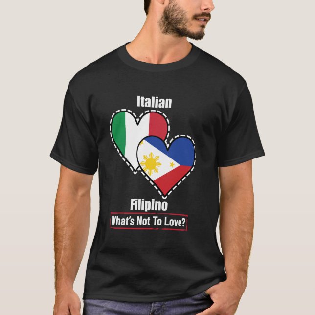 Italienisch Filipino Herzflags Was nicht zur Liebe T-Shirt (Vorderseite)