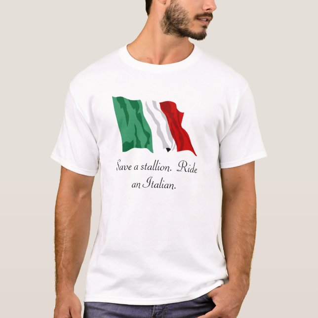 Italienisch-Flagge, retten einen Stallion.  Reiten T-Shirt (Vorderseite)