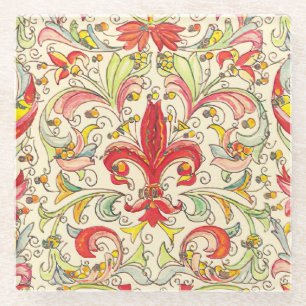 Italienisch Florentine Lilie Pattern Glasuntersetzer