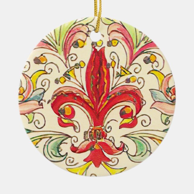 Italienisch Florentine Lilie Pattern Keramik Ornament (Vorne)