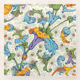 Italienisch Florentiner Schnörkel Muster Glasuntersetzer