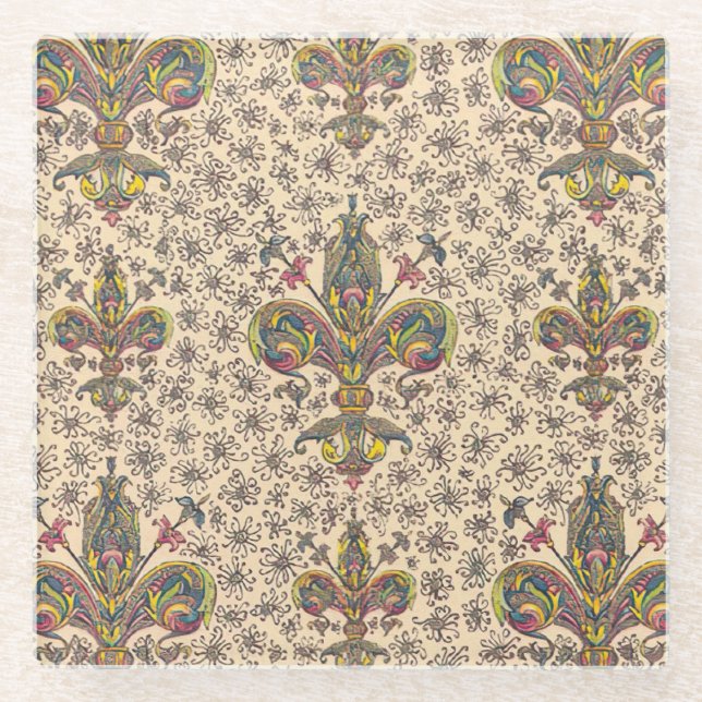 Italienisch Florentiner Schnörkel Muster Glasuntersetzer (Vorderseite)