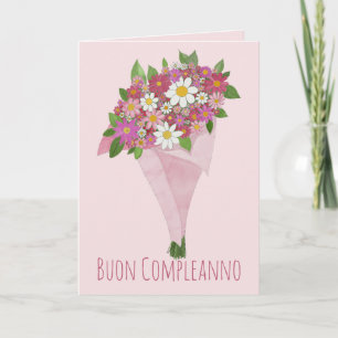 Italienisch Geburtstag Rosa Bouquet von Blume Karte