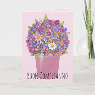 Italienisch Geburtstag Rosa Bouquet von Blume Karte