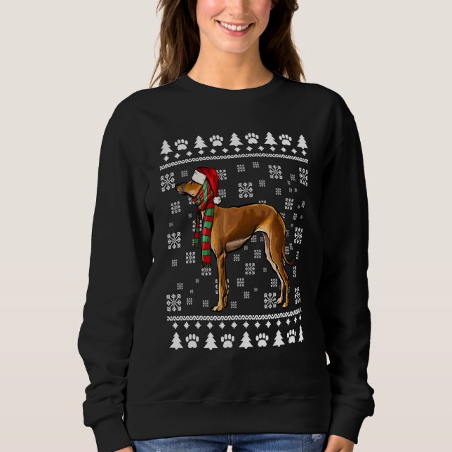 Italienisch Greyhound Hund Weihnachtsmannmütze Xma Sweatshirt (Vorderseite)