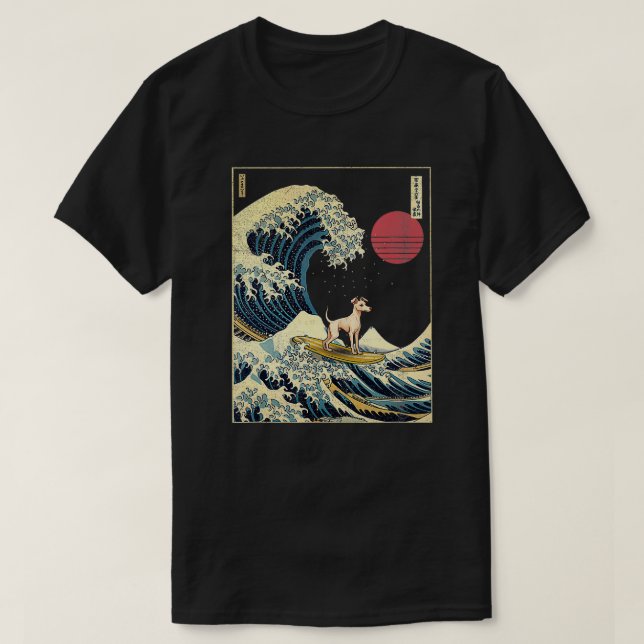 Italienisch Greyhound Japanisch Kanagawa Wave Funn T-Shirt (Design vorne)
