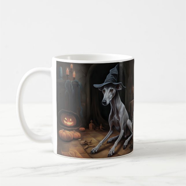 Italienisch Greyhound Pumpkins Halloween Beängstig Kaffeetasse (Links)