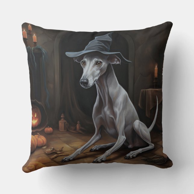 Italienisch Greyhound Pumpkins Halloween Beängstig Kissen (Rückseite)